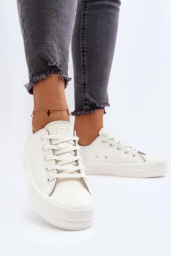 Damskie Big Star Shoes Damskie Trampki Eko Skórzane Big Star NN274847 Białe