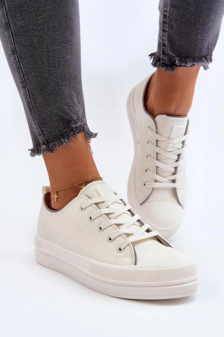 Damskie Big Star Shoes Damskie Trampki Eko Skórzane Big Star NN274847 Białe