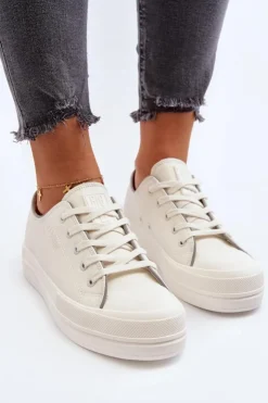 Damskie Big Star Shoes Damskie Trampki Eko Skórzane Big Star NN274847 Białe