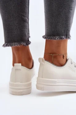 Damskie Big Star Shoes Damskie Trampki Eko Skórzane Big Star NN274847 Białe