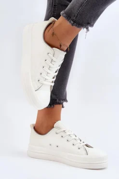 Damskie Big Star Shoes Damskie Trampki Eko Skórzane Big Star NN274847 Białe