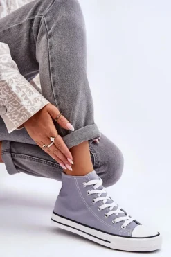 Damskie Boto Damskie Trampki Klasyczne Wysokie Szare Remos