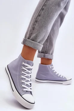 Damskie Boto Damskie Trampki Klasyczne Wysokie Szare Remos