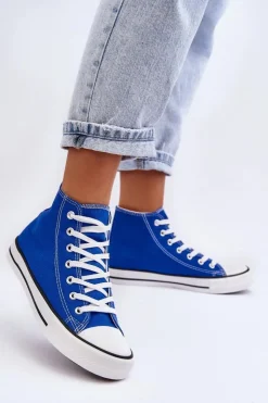 Boto Trampki Damskie Wysokie*Damskie Trampki Klasyczne Wysokie e Remos Niebieski