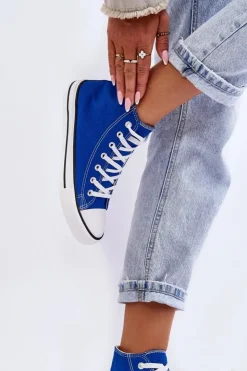 Boto Trampki Damskie Wysokie*Damskie Trampki Klasyczne Wysokie e Remos Niebieski