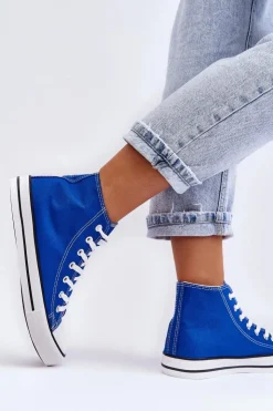 Boto Trampki Damskie Wysokie*Damskie Trampki Klasyczne Wysokie e Remos Niebieski
