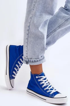 Boto Trampki Damskie Wysokie*Damskie Trampki Klasyczne Wysokie e Remos Niebieski