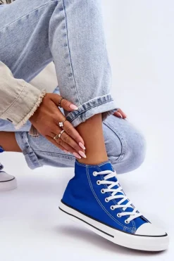 Boto Trampki Damskie Wysokie*Damskie Trampki Klasyczne Wysokie e Remos Niebieski