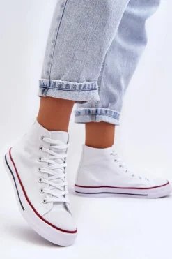 Hot Boto Damskie Trampki Klasyczne Wysokie Białe Remos Biały