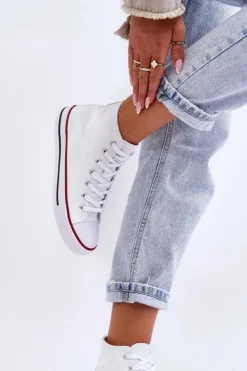 Hot Boto Damskie Trampki Klasyczne Wysokie Białe Remos Biały