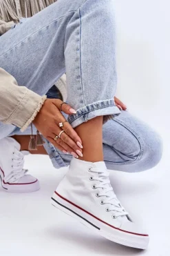 Hot Boto Damskie Trampki Klasyczne Wysokie Białe Remos Biały