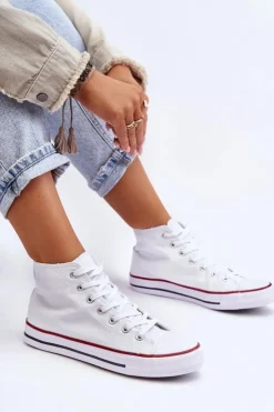 Hot Boto Damskie Trampki Klasyczne Wysokie Białe Remos Biały