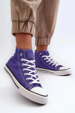 New Boto Damskie Trampki Klasyczne Wysokie Fioletowe Remos