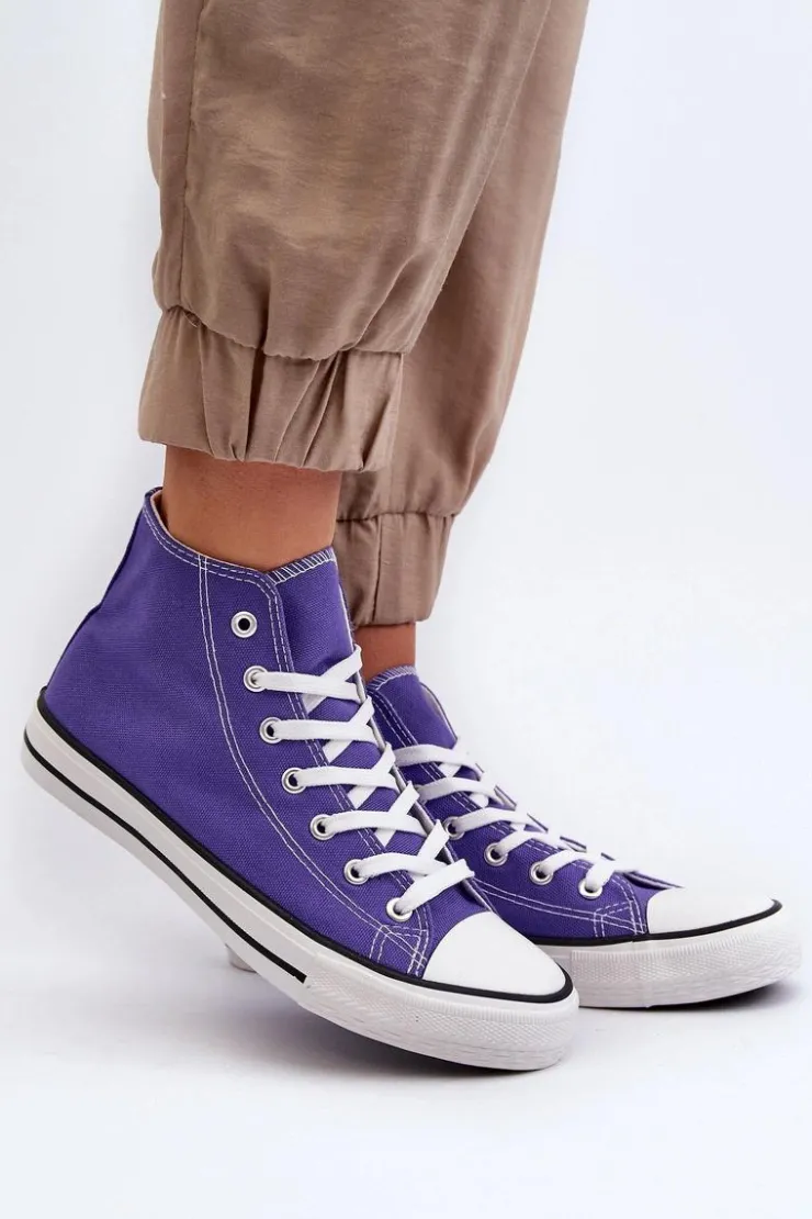 New Boto Damskie Trampki Klasyczne Wysokie Fioletowe Remos