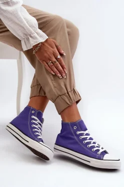 New Boto Damskie Trampki Klasyczne Wysokie Fioletowe Remos