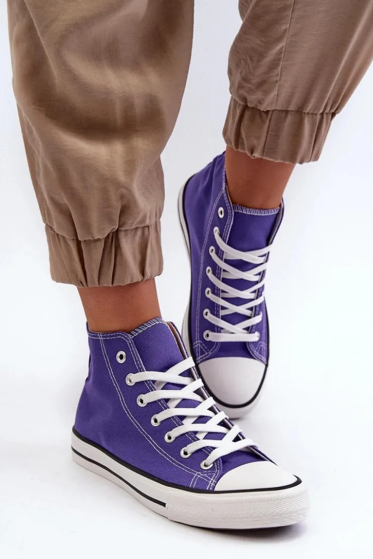 New Boto Damskie Trampki Klasyczne Wysokie Fioletowe Remos