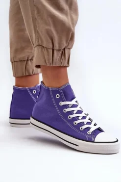 New Boto Damskie Trampki Klasyczne Wysokie Fioletowe Remos