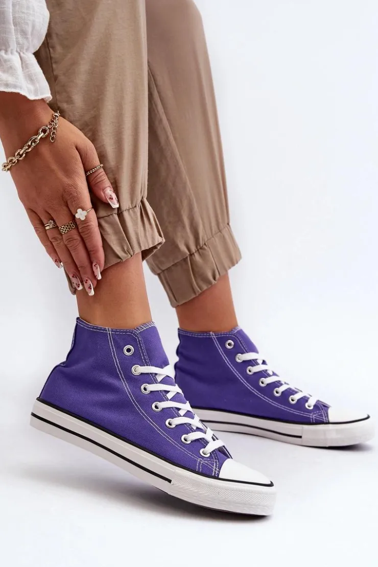 New Boto Damskie Trampki Klasyczne Wysokie Fioletowe Remos