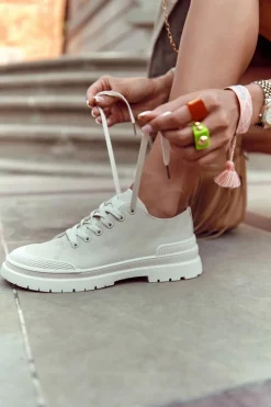 Boto Trampki Damskie Niskie*Damskie Trampki Materiałowe Jasnobeżowe Parossa