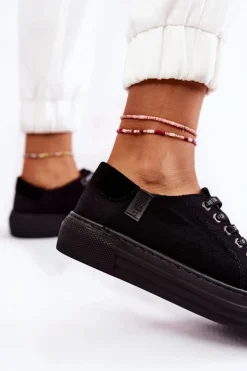 Damskie Big Star Shoes Damskie Trampki Memory Foam System Big Star KK276001 Czarne