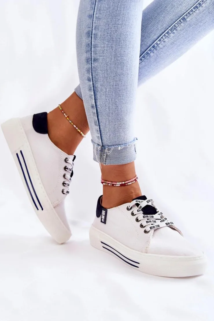 New Big Star Shoes Damskie Trampki Memory Foam System Big Star KK276002 Białe Biały