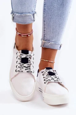 New Big Star Shoes Damskie Trampki Memory Foam System Big Star KK276002 Białe Biały