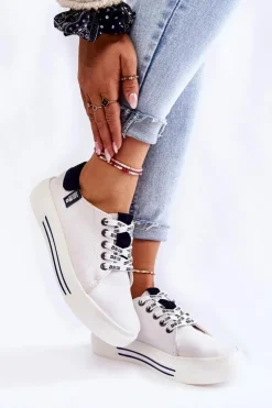 New Big Star Shoes Damskie Trampki Memory Foam System Big Star KK276002 Białe Biały