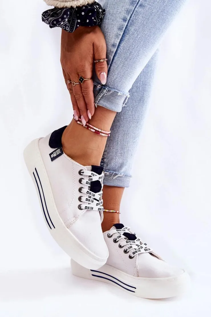 New Big Star Shoes Damskie Trampki Memory Foam System Big Star KK276002 Białe Biały