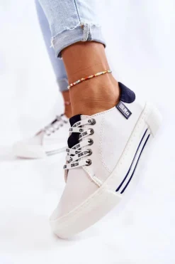 New Big Star Shoes Damskie Trampki Memory Foam System Big Star KK276002 Białe Biały