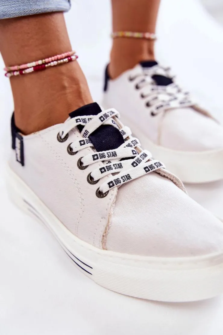 New Big Star Shoes Damskie Trampki Memory Foam System Big Star KK276002 Białe Biały