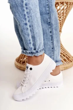 Damskie Big Star Shoes Damskie Trampki Na Dużej Podeszwie BIG STAR FF274245 Białe