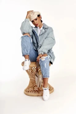 Damskie Big Star Shoes Damskie Trampki Na Dużej Podeszwie BIG STAR FF274245 Białe