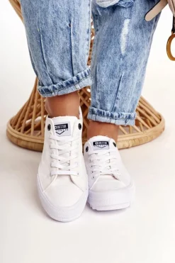 Damskie Big Star Shoes Damskie Trampki Na Dużej Podeszwie BIG STAR FF274245 Białe