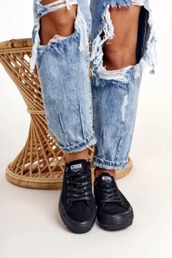 Online Big Star Shoes Damskie Trampki Na Dużej Podeszwie BIG STAR FF274248 Czarne