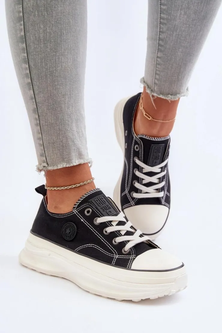 Damskie Big Star Shoes Damskie Trampki Na Masywnej Podeszwie Big Star NN274125 Czarne