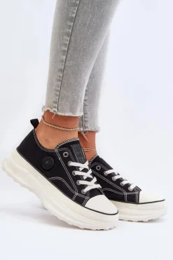 Damskie Big Star Shoes Damskie Trampki Na Masywnej Podeszwie Big Star NN274125 Czarne