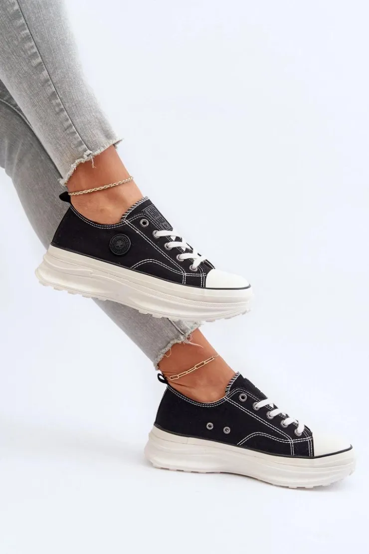 Damskie Big Star Shoes Damskie Trampki Na Masywnej Podeszwie Big Star NN274125 Czarne