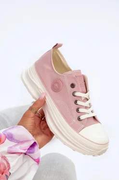 Big Star Shoes Trampki Damskie Big Star|Big Star*Damskie Trampki Na Masywnej Podeszwie Big Star NN274129 Różowe Różowy