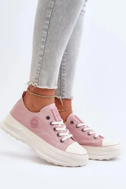 Big Star Shoes Trampki Damskie Big Star|Big Star*Damskie Trampki Na Masywnej Podeszwie Big Star NN274129 Różowe Różowy