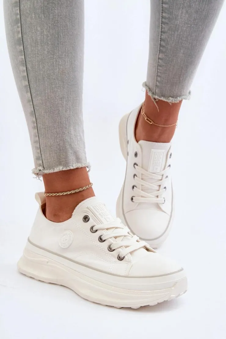 Discount Big Star Shoes Damskie Trampki Na Masywnej Podeszwie Big Star NN274126 Białe Biały