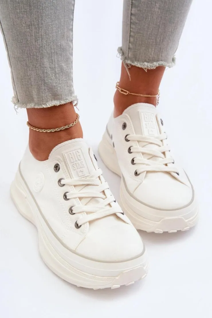 Discount Big Star Shoes Damskie Trampki Na Masywnej Podeszwie Big Star NN274126 Białe Biały