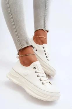 Discount Big Star Shoes Damskie Trampki Na Masywnej Podeszwie Big Star NN274126 Białe Biały