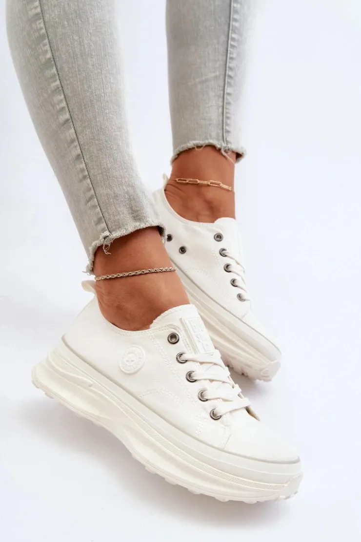 Discount Big Star Shoes Damskie Trampki Na Masywnej Podeszwie Big Star NN274126 Białe Biały