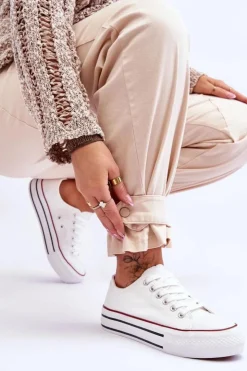 Boto Trampki Damskie Niskie*Damskie Trampki Na Masywnej Platformie Białe Ember