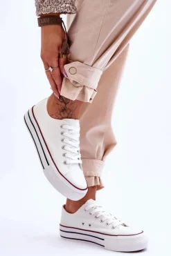 Boto Trampki Damskie Niskie*Damskie Trampki Na Masywnej Platformie Białe Ember