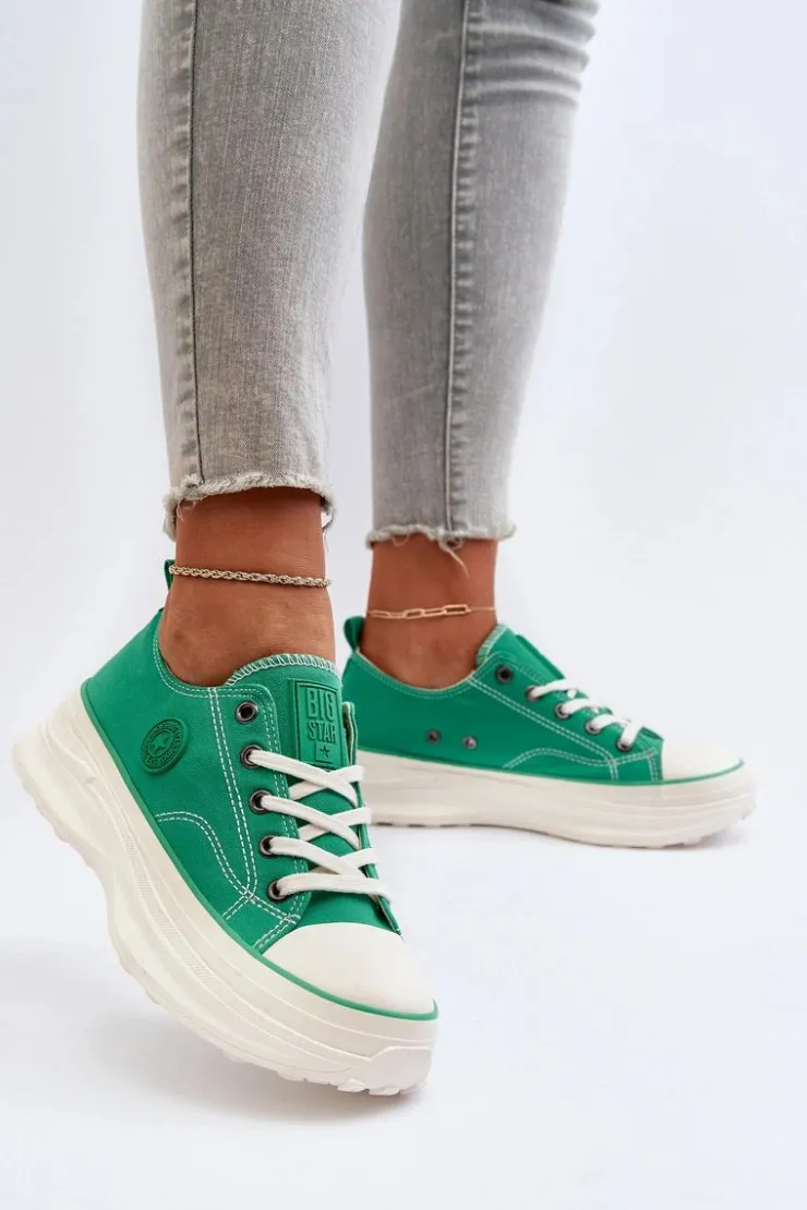 Damskie Big Star Shoes Damskie Trampki Na Masywnej Podeszwie Big Star NN274130 Zielone