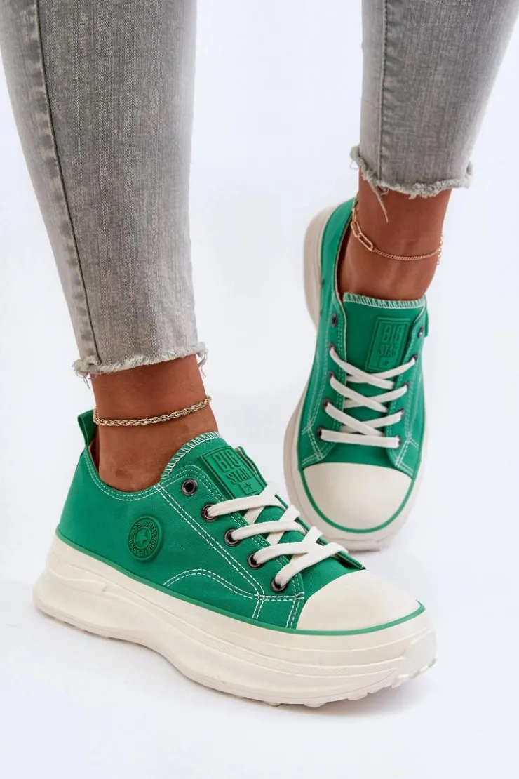 Damskie Big Star Shoes Damskie Trampki Na Masywnej Podeszwie Big Star NN274130 Zielone