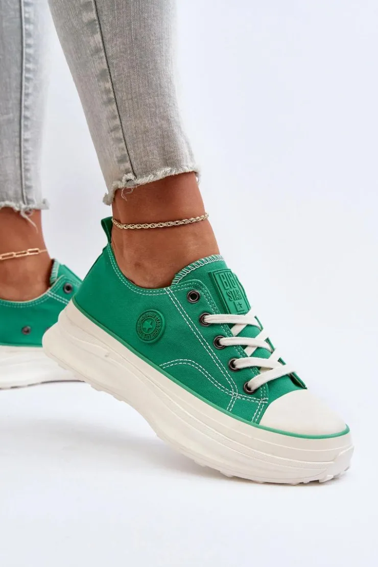 Damskie Big Star Shoes Damskie Trampki Na Masywnej Podeszwie Big Star NN274130 Zielone