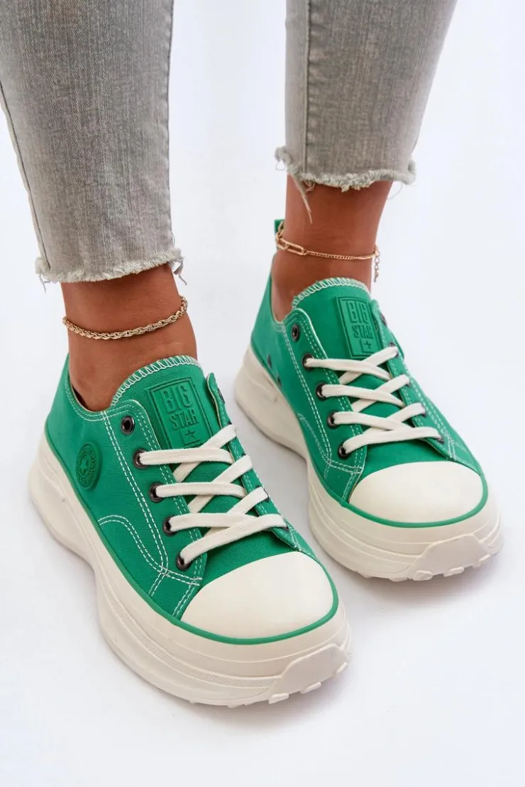 Damskie Big Star Shoes Damskie Trampki Na Masywnej Podeszwie Big Star NN274130 Zielone