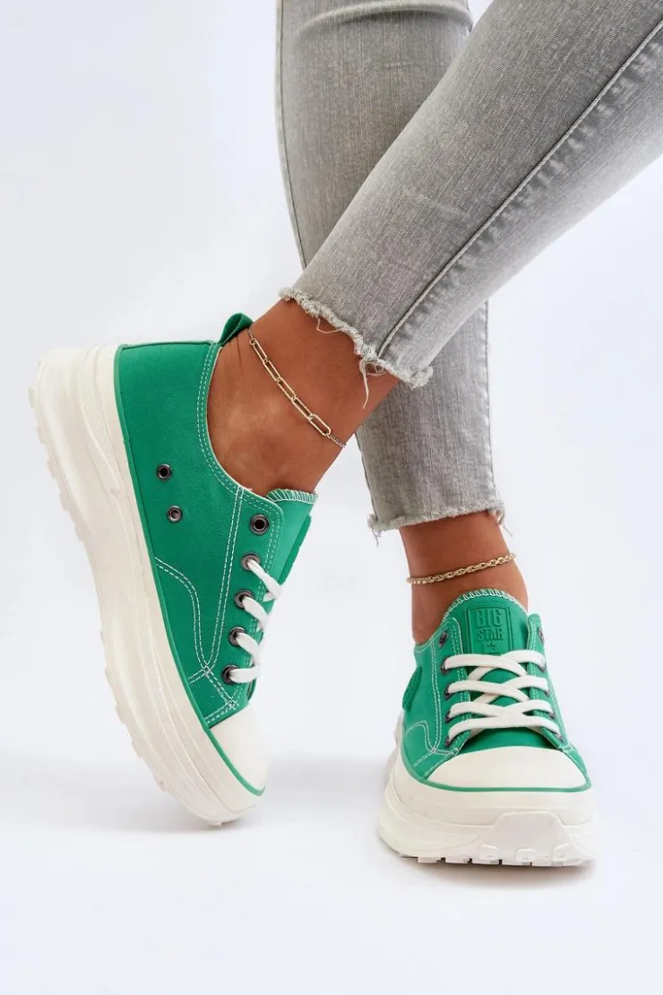 Damskie Big Star Shoes Damskie Trampki Na Masywnej Podeszwie Big Star NN274130 Zielone